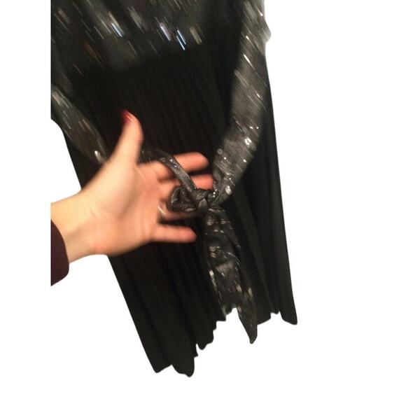 Vintage Babydoll Dress Size Small Black Sequin Whimsigoth Y2K 90s Chiffon Prom - Picture 7 of 9